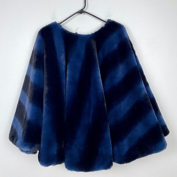 Tahari Home Faux Fur‎ Christmas Tree Skirt Blue Plush Soft Holiday Blue Black - Picture 1 of 4